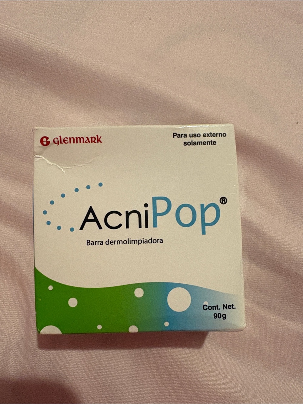Glenmark AcniPop Dermocleanse Bar - White & Blue with Green Accent
